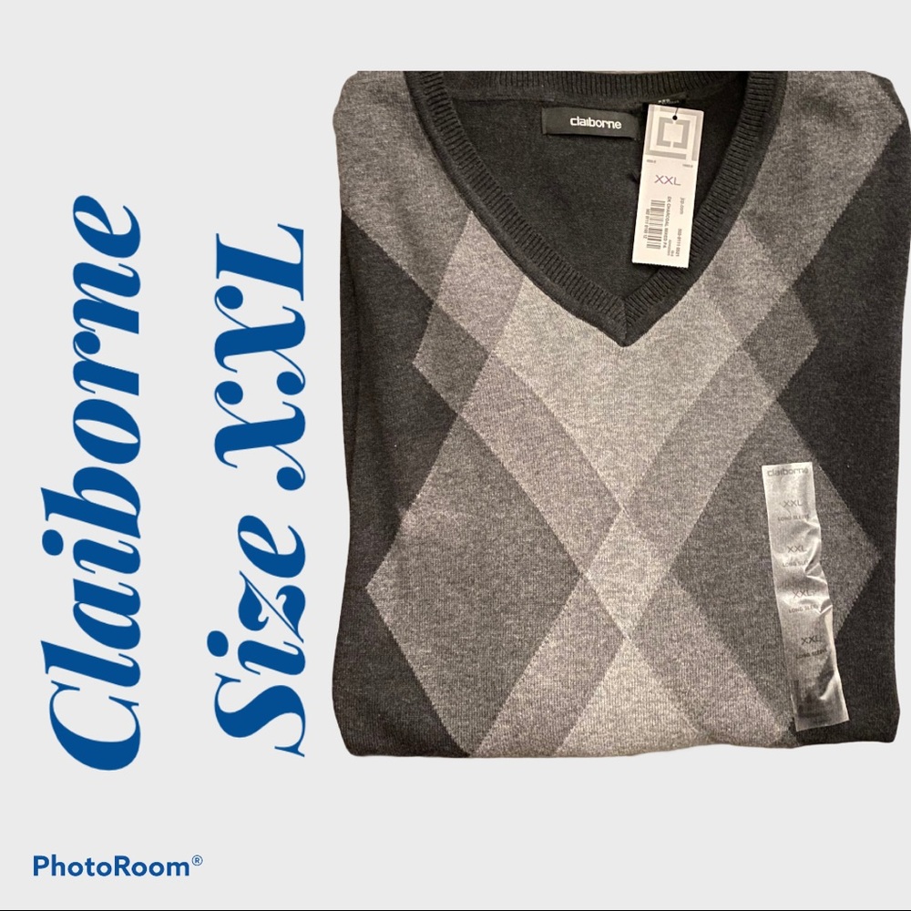 Men's V-Neck light-weight argyle sweater